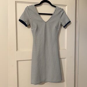 Armani Exchange fit flare navy and white dress